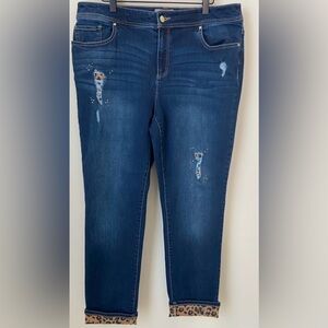 Chico’s Stylish Distressed Women Jeans with Leopard accents.